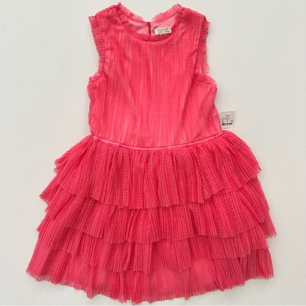 Zenzi Girls Sleeveless Tiered Ruffle Skirt Dress Size M (8)